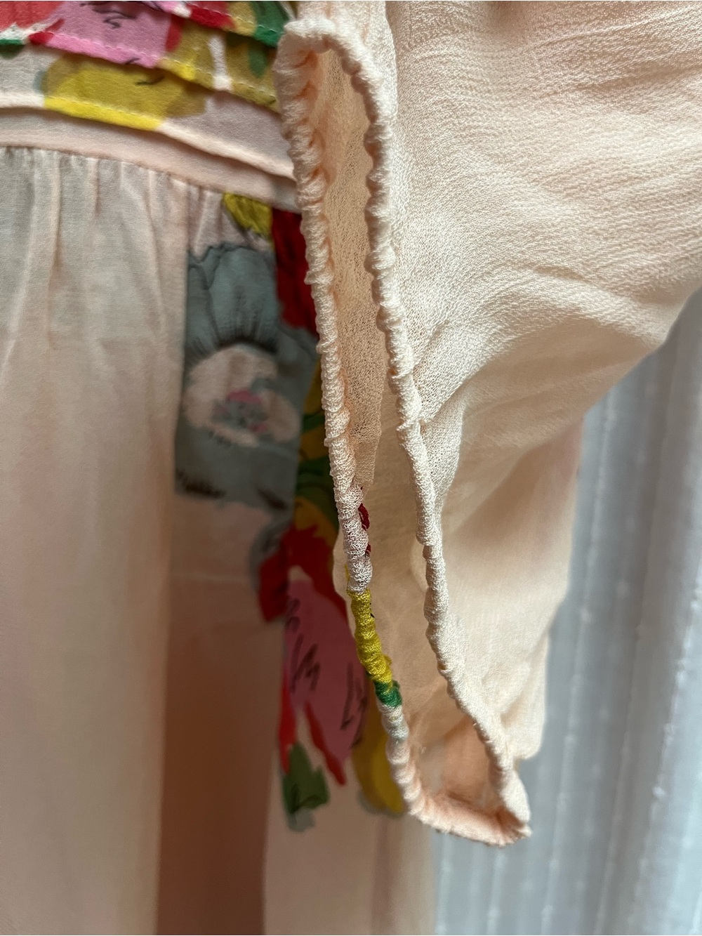 Anthropologie One Fine Day Peach Floral Pintuck Sheer Blouse Top Size S - Picture 6 of 8